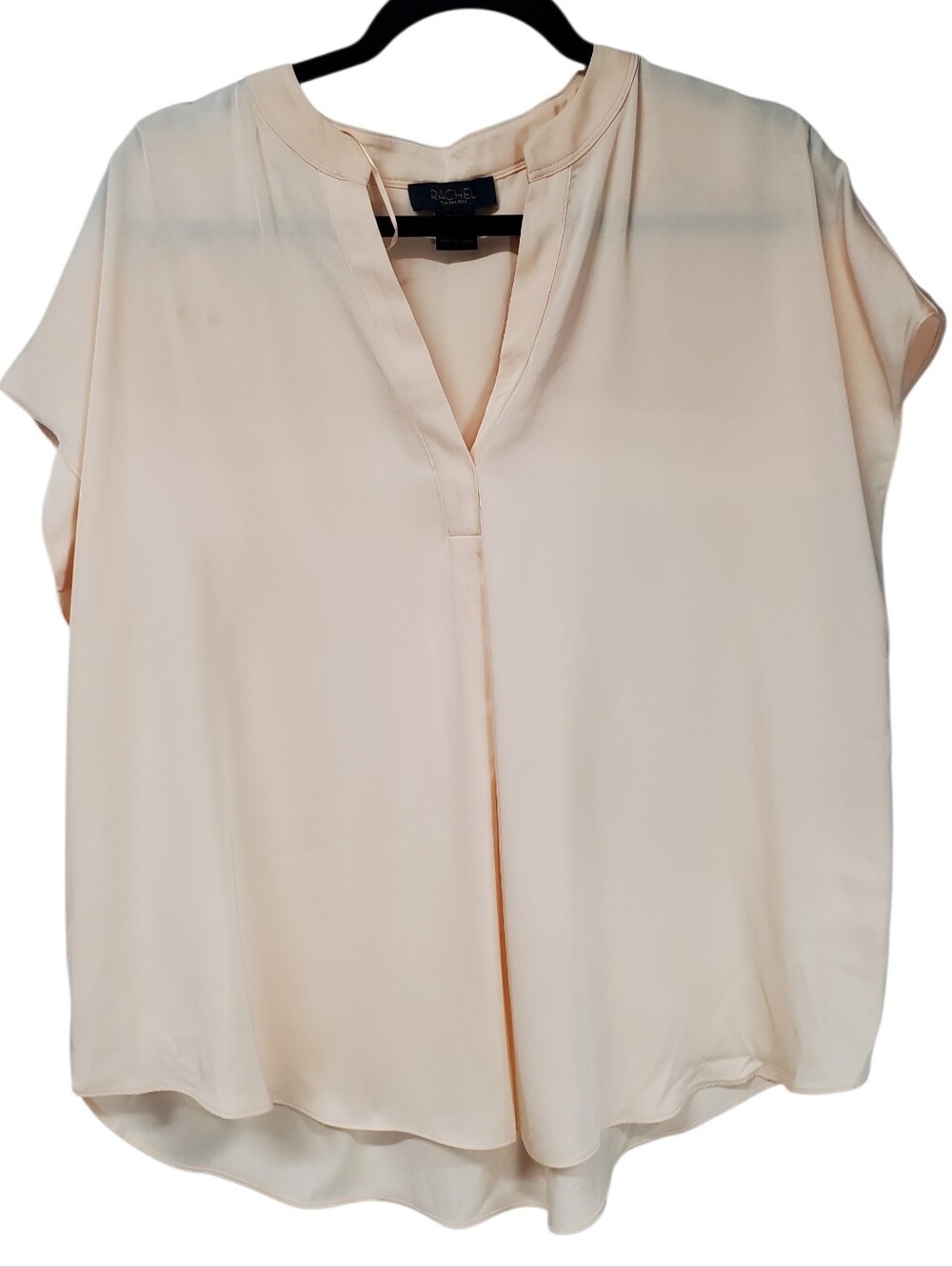 RACHEL Rachel Roy Light Peach Split-Neck Cap Sleeve Blouse Business Casual